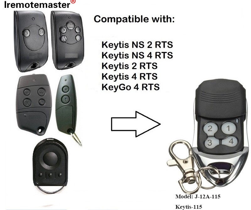 Đối với Keytis NS 2 RTS Keytis NS 4 RTS Điều khiển từ xa cửa nhà để xe 433,42MHz